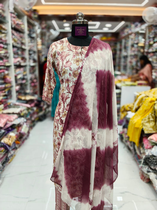 Office Wear Spun Cotton 3 Pcs Salwar Set - OWSS01