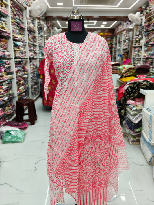 Pure Cotton 3 Pcs Salwar Set - PCSS11