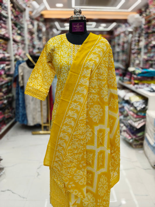 Pure Cotton 3 Pcs Salwar Set - PCSS23