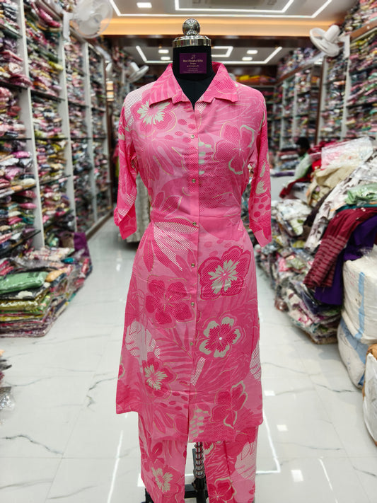 Aline Collar Neck Spun Cotton Co Ord Set - ACCS01