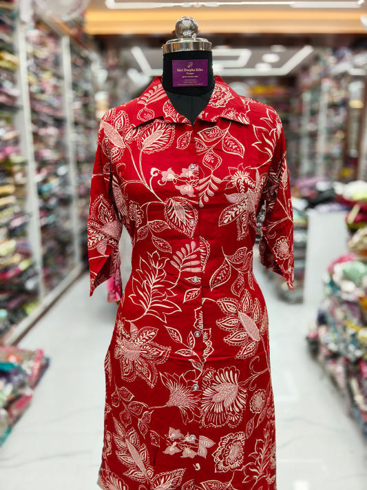 Aline Collar Neck Spun Cotton Co Ord Set - ACCS05