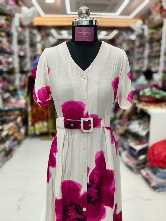 Pink Petals Long Western Midi - WNMD37