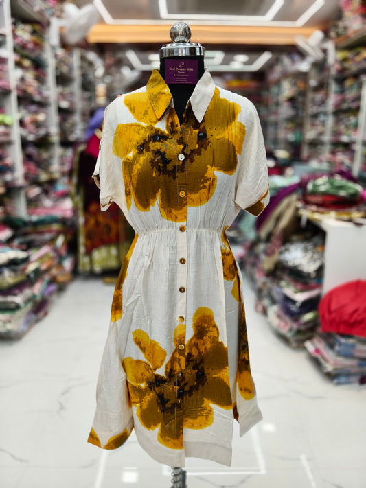Mustard Petals Short Western Midi - WNMD38