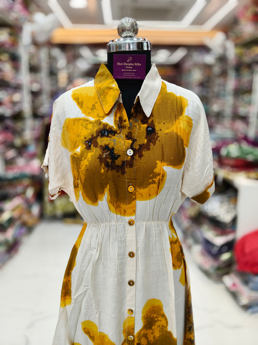 Mustard Petals Short Western Midi - WNMD38