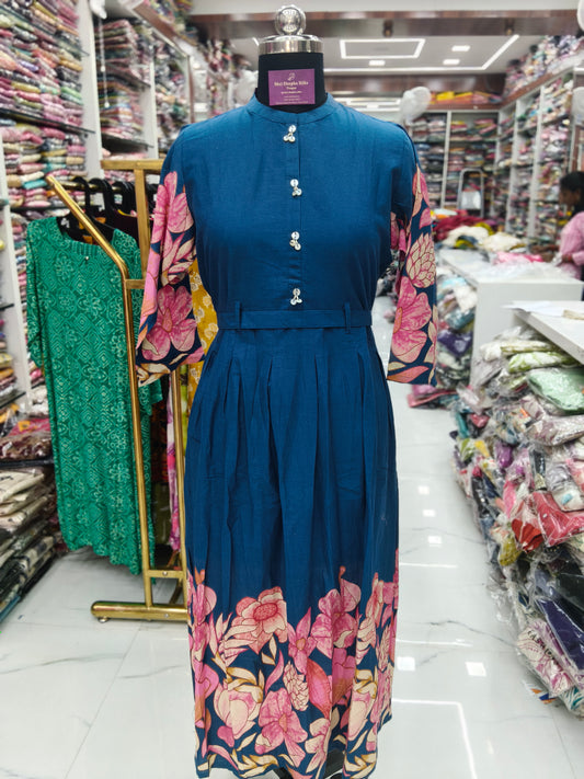 Blue Berry Floral Cotton Midi - CNMD01