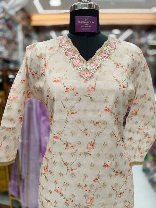 Chanderi Silk Straight Cut Kurti - SCKT41