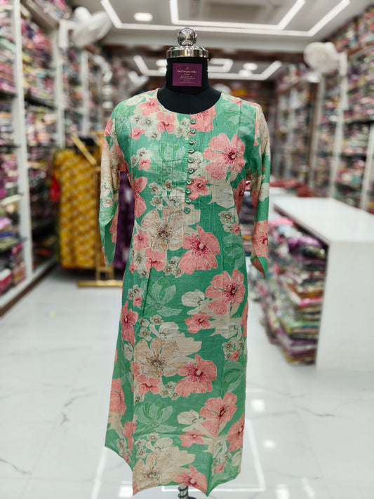 Crushy Silk Aline Kurti - AVKT06