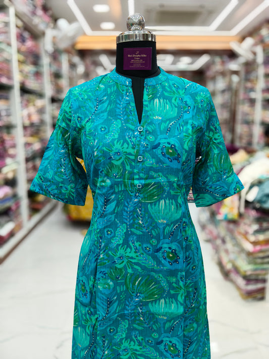 Crushy Silk Aline Kurti - AVKT08