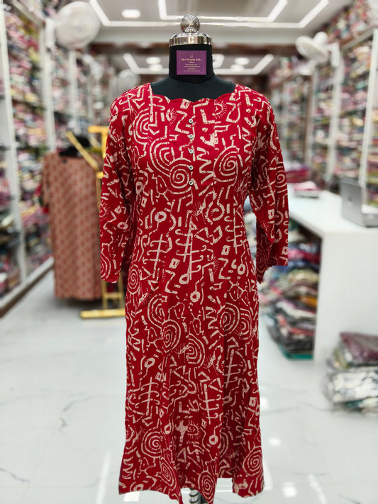 Spun Cotton Aline Kurti - ALKT75