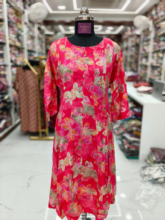 Spun Cotton Aline Kurti - ALKT89