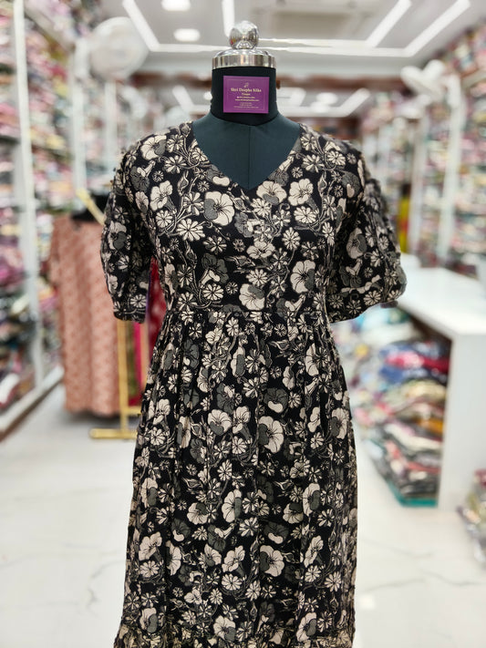 Kalamkari Cotton Puff Midi - KKMD02