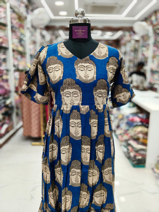 Kalamkari Cotton Puff Midi - KKMD04