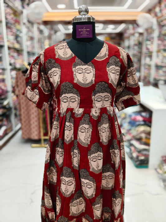 Kalamkari Cotton Puff Midi - KKMD14