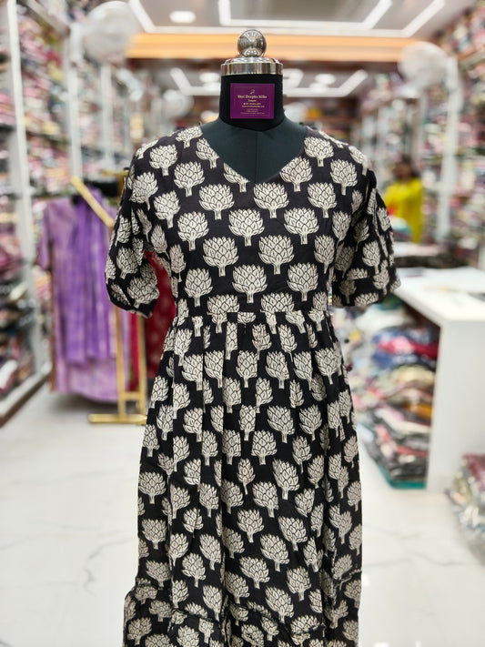 Kalamkari Cotton Puff Midi - KKMD22