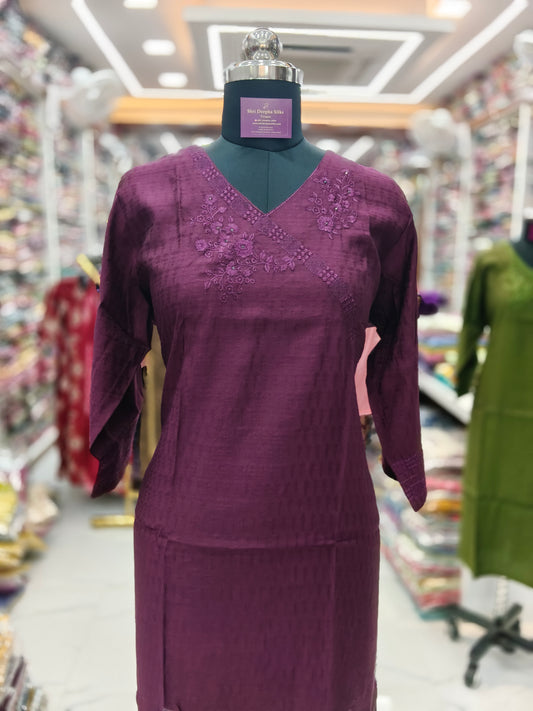 Jacquard Silk Straight Cut Kurti - SCKT75
