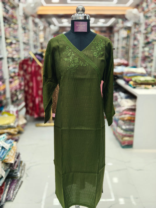 Jacquard Silk Straight Cut Kurti - SCKT74