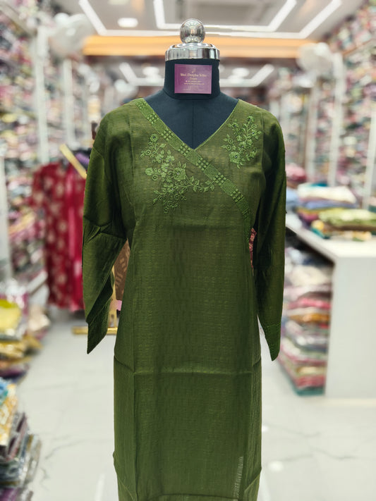Jacquard Silk Straight Cut Kurti - SCKT74