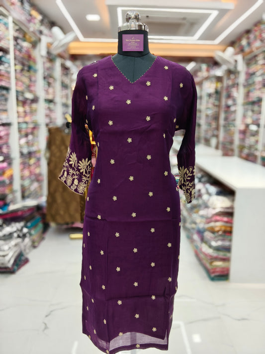 Chanderi Silk Straight Cut Kurti - SCKT81