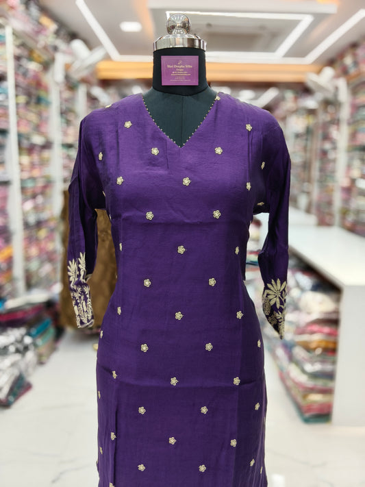 Chanderi Silk Straight Cut Kurti - SCKT79