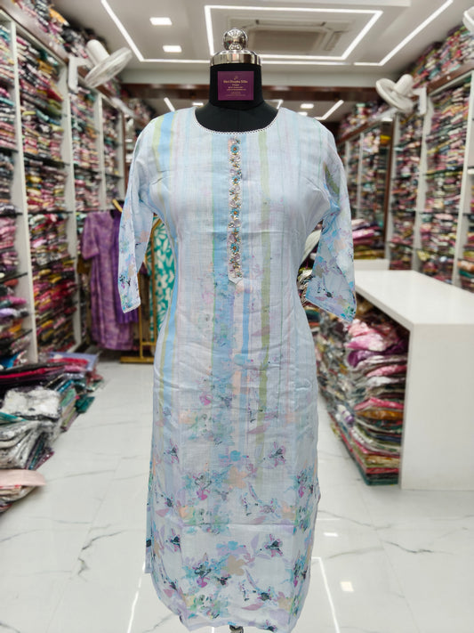 Premium Linen Cotton Kurti - LCKT07