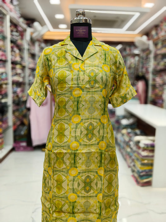 Fluorescent Green Vatican Silk Collar Neck Co Ord Set - FCOS01