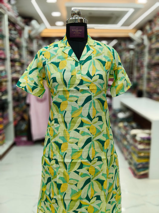 Fluorescent Pistha Green Vatican Silk Collar Neck Co Ord Set - FCOS02