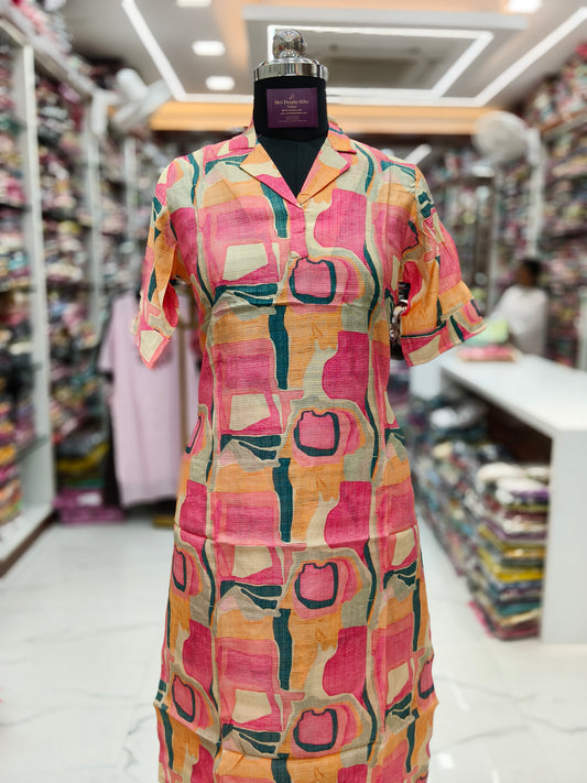 Fluorescent Pink Vatican Silk Collar Neck Co Ord Set - FCOS06