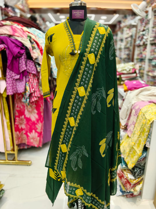 Noor Mustard Grace Cotton 3 Pcs Salwar Set - PCSS26