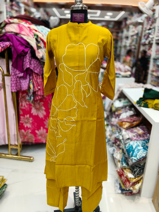 Mustard Floral Line Art 2 Pcs Set - ACCS26