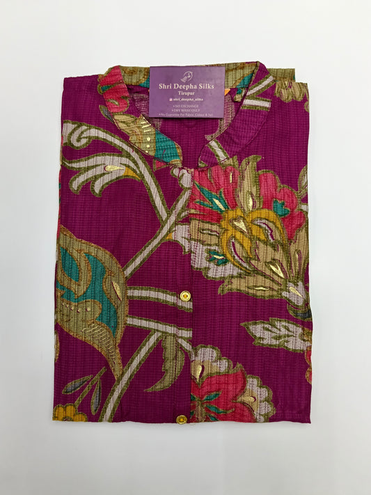 Vatican Silk Collar Neck Aline Kurti - JVAK11