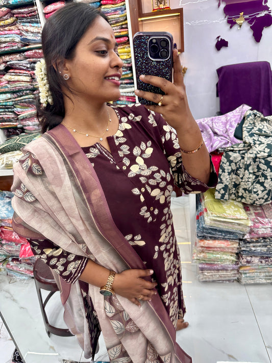 Office Wear Spun Cotton 3 Pcs Salwar Set