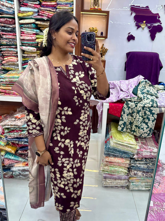 Office wear Spun Cotton 3 piece Salwar Set