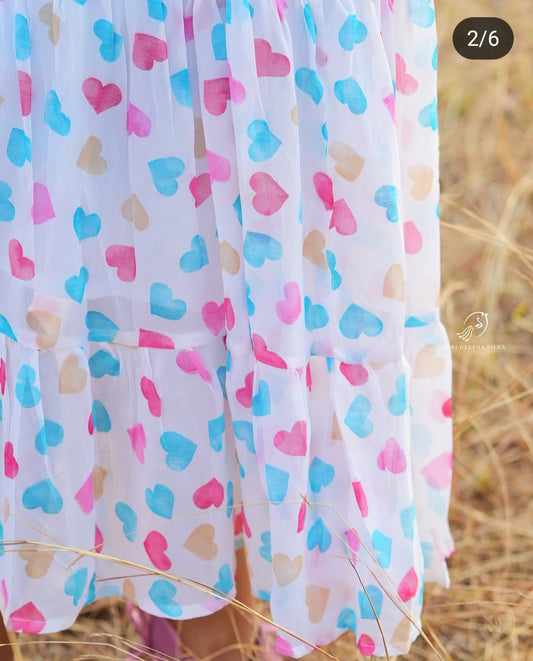 Heart Georgette Midi (Pink)