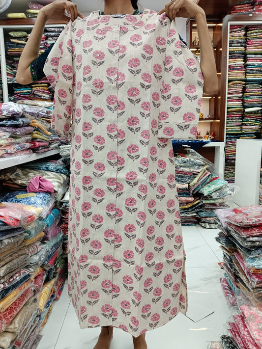 Pure Linen Aline Kurti - Pink