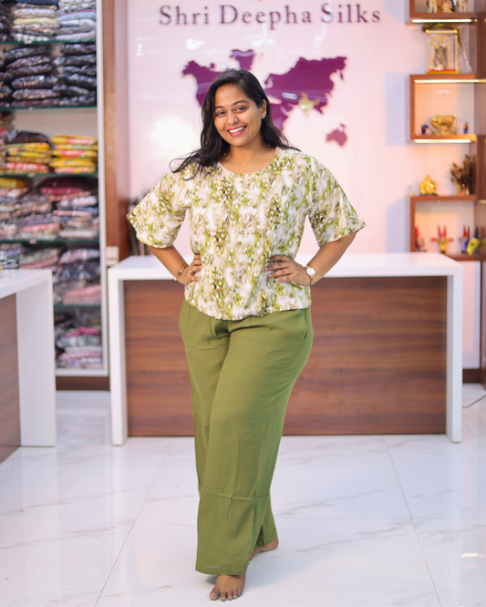 Trendy Vacation Green Short Co Ord Set - TVSC06
