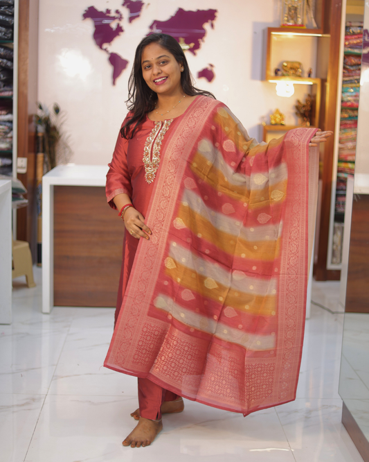 Traditional Pattu Style Weaving Silk 3 Pcs Salwar Set - VNSS17