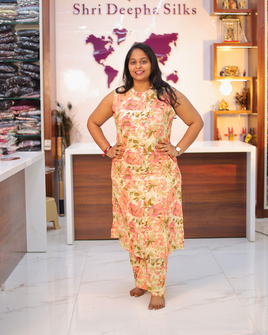Spun Cotton Halter Neck Trendy Cream Co Ord Set - RYCS11