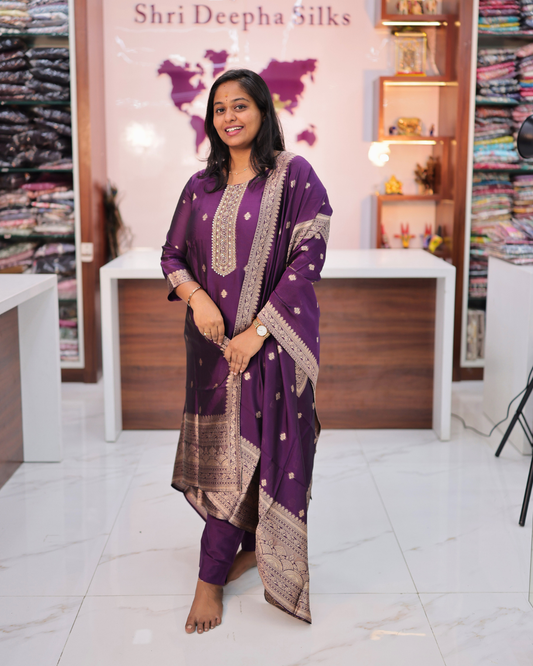 Premium Banarasi Silk 3 Pcs Salwar Set - VNSS03