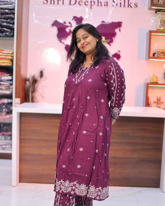 Vintage Wine Handblock Style Co Ord Set  - ACCS25