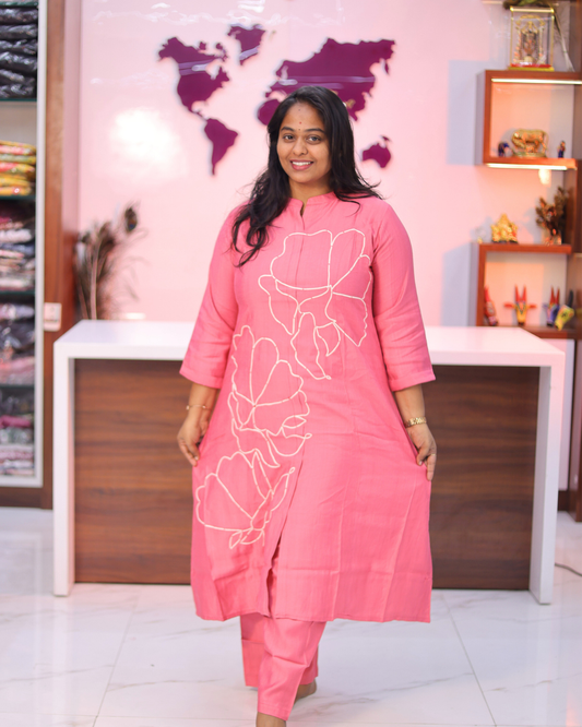 Pink Floral Line Art 2 Pcs Set - ACCS24