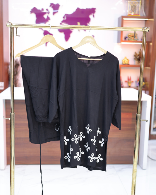 Trendy Vacation Black Short Co Ord Set - TVSC25
