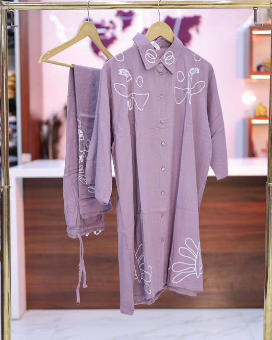 Trendy Vacation Lilac Short Co Ord Set - TVSC18