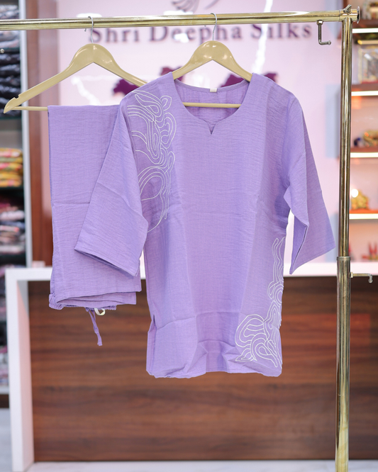 Trendy Vacation Lavender Short Co Ord Set - TVSC14