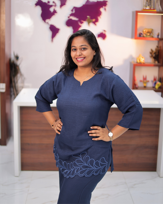 Celebrity Inspired Blue Cutwork Short Co Ord Set - CISC02 [PRE-BOOKING]