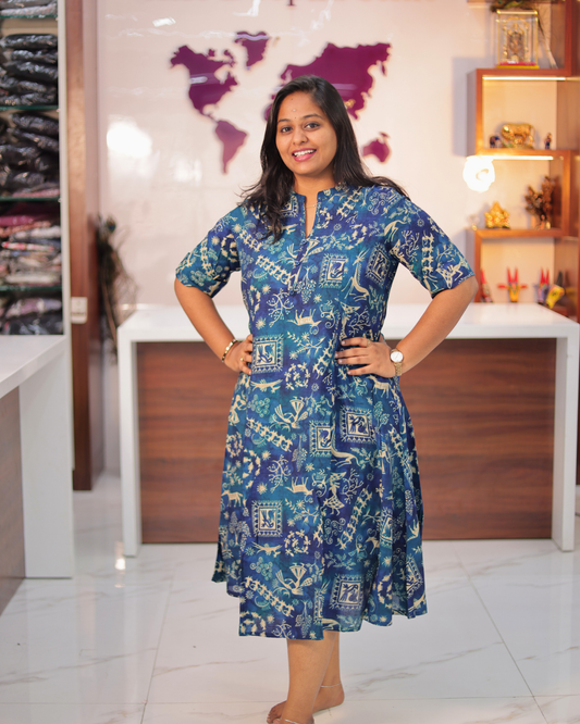Bright & Vibrant Soft Wrinkle Aline Kurti - AVAK03