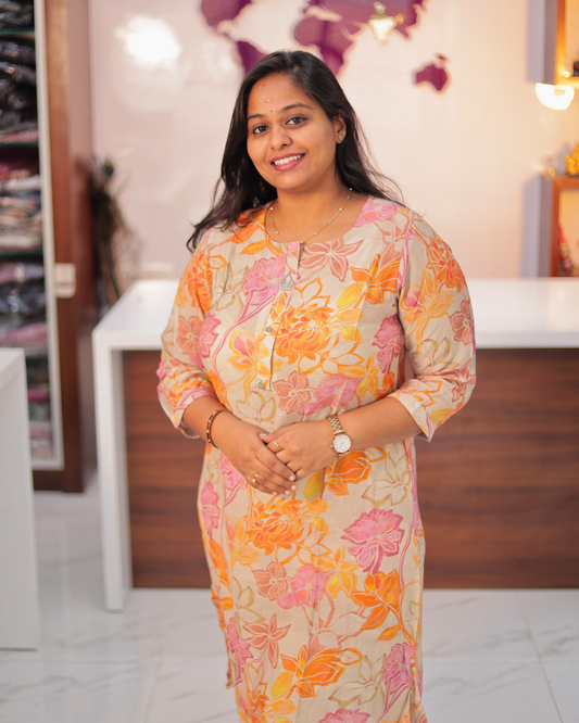 Bright & Vibrant Soft Wrinkle Aline Kurti - AVAK04