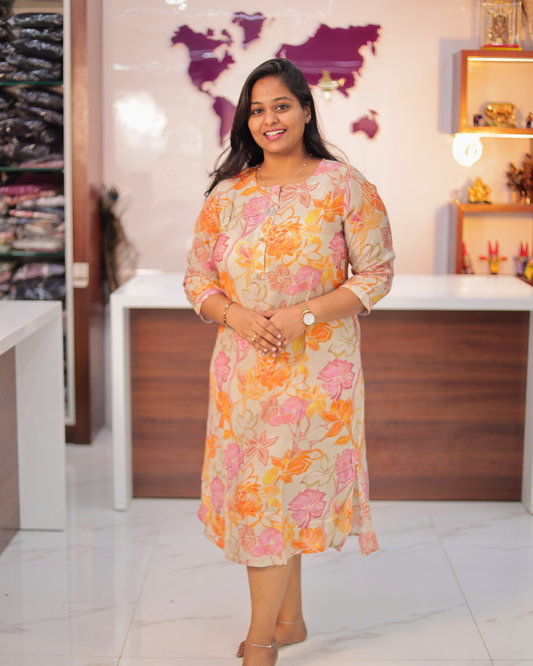 Bright & Vibrant Soft Wrinkle Aline Kurti - AVAK04