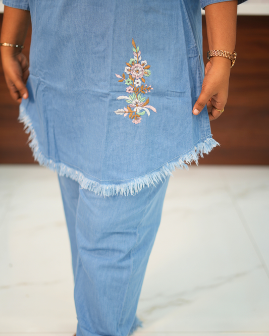 Blue Denim Short Co Ord Set - BKSC01