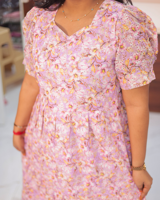 Printed Hakoba Cotton Puff Midi - ASMD13
