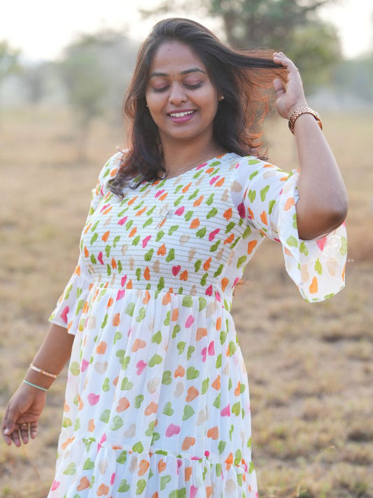Heart Georgette Midi